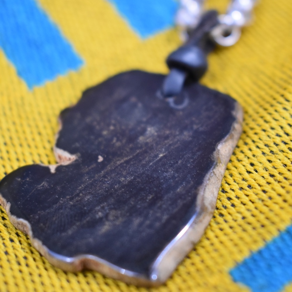 Petrified Wood Necklace Silver Rollo Chain - Picture 5 of 16